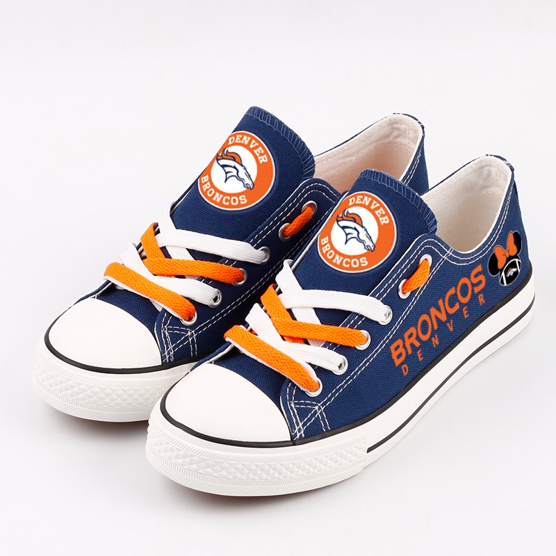 Denver Broncos Canvas Shoes Blue Color Shoes Cute