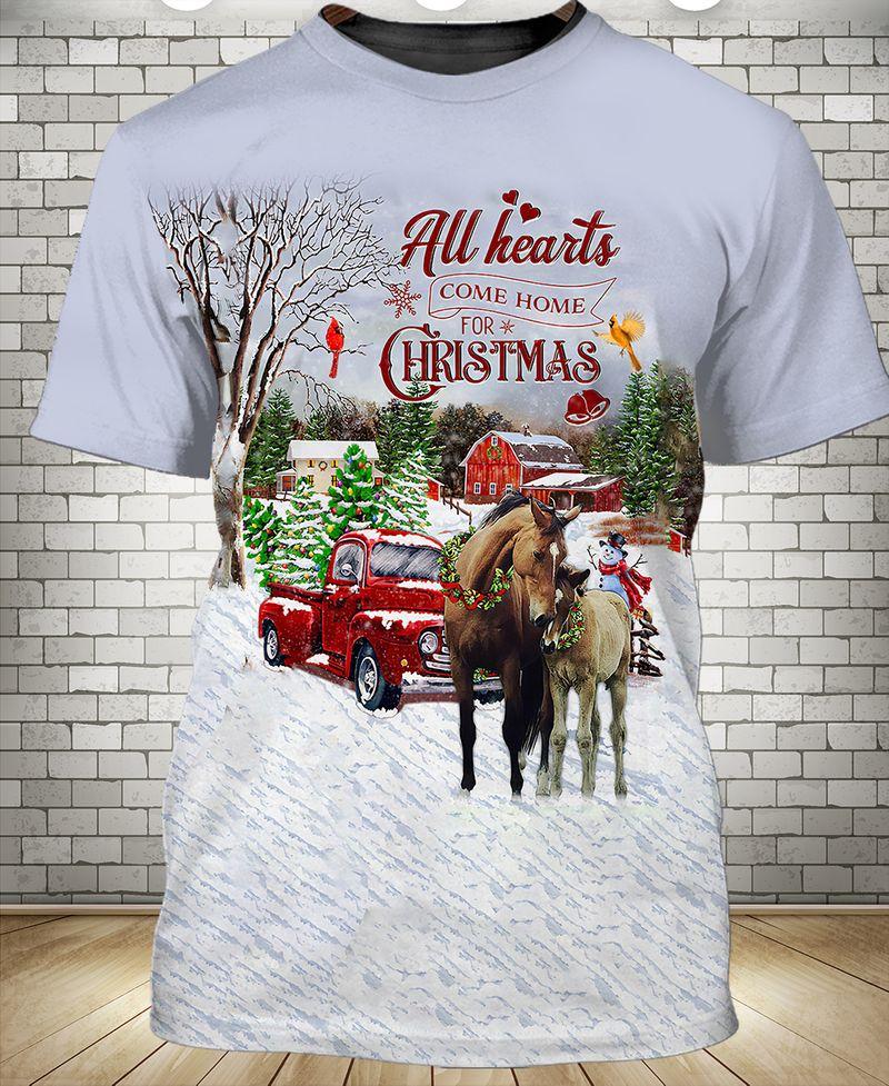 All Hearts Come Home For Christmas 3D Gift For Christmas Holiday 3D Tshirt