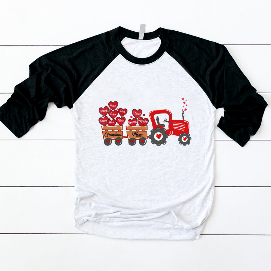 Personalized Shirt, First Mom Now Grandma Heart Tractor