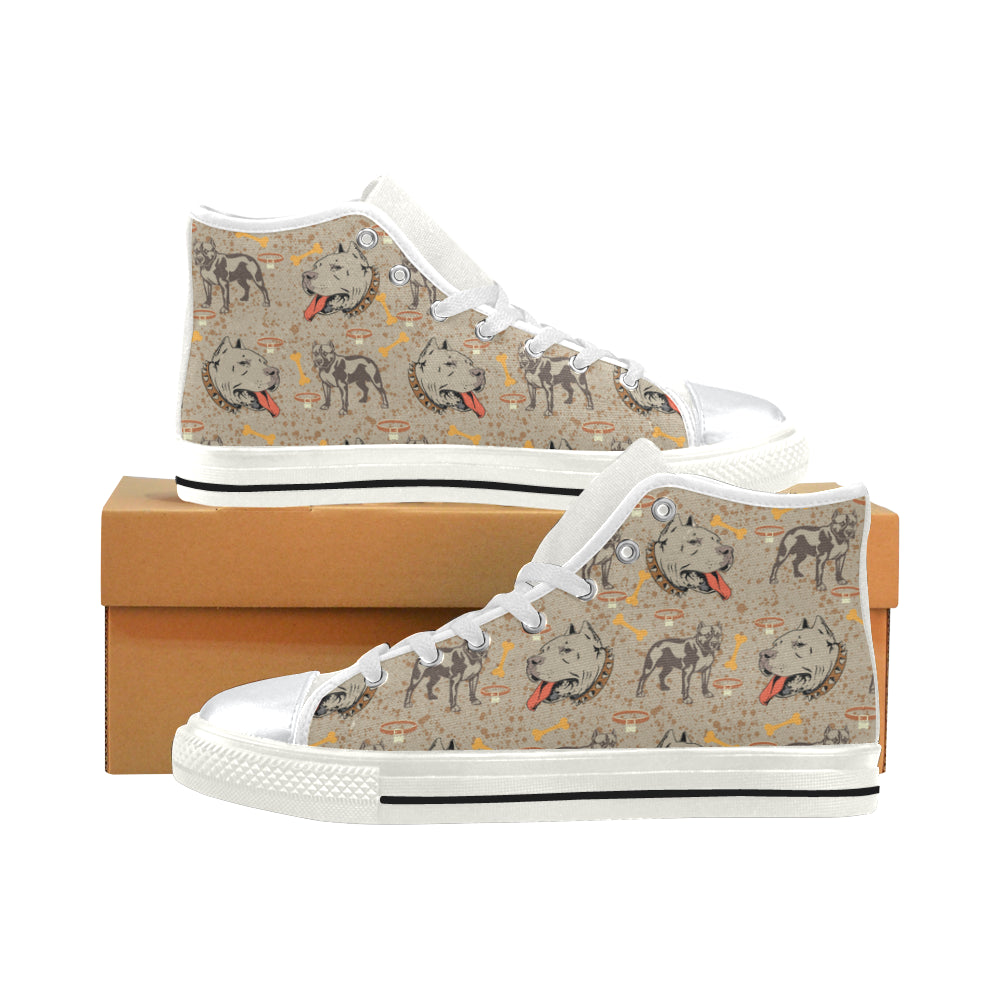 Pitbull Pattern White High Top Canvas Shoes for Kid