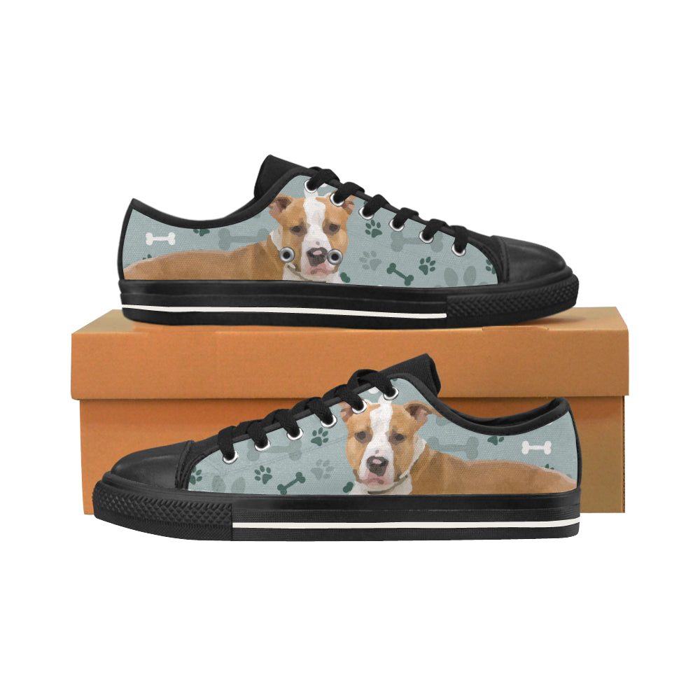 American Staffordshire Terrier Black Men’s Classic Canvas Shoes/Large Size