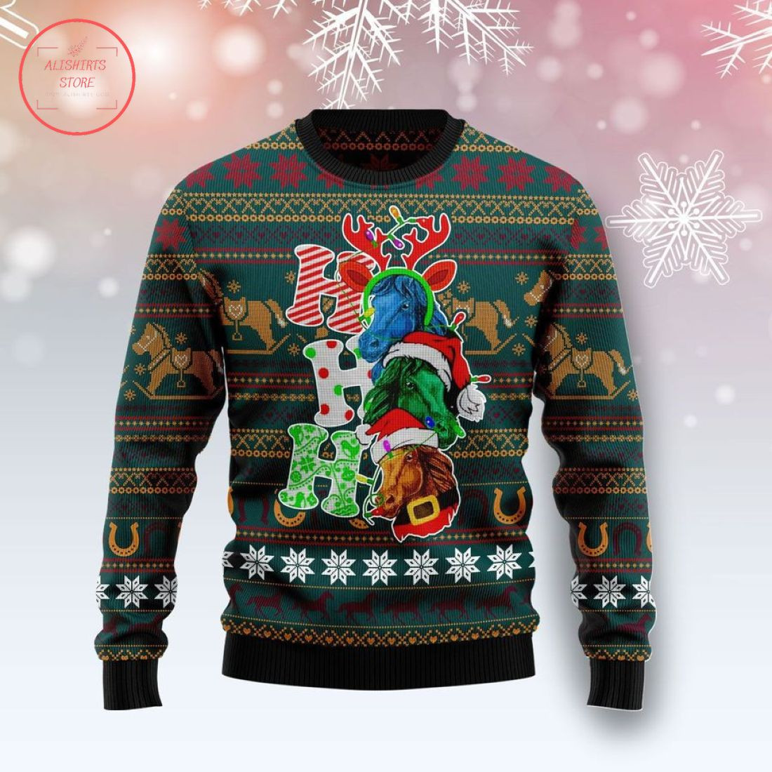 Horse Ho Ho Ho Ugly Christmas Sweater