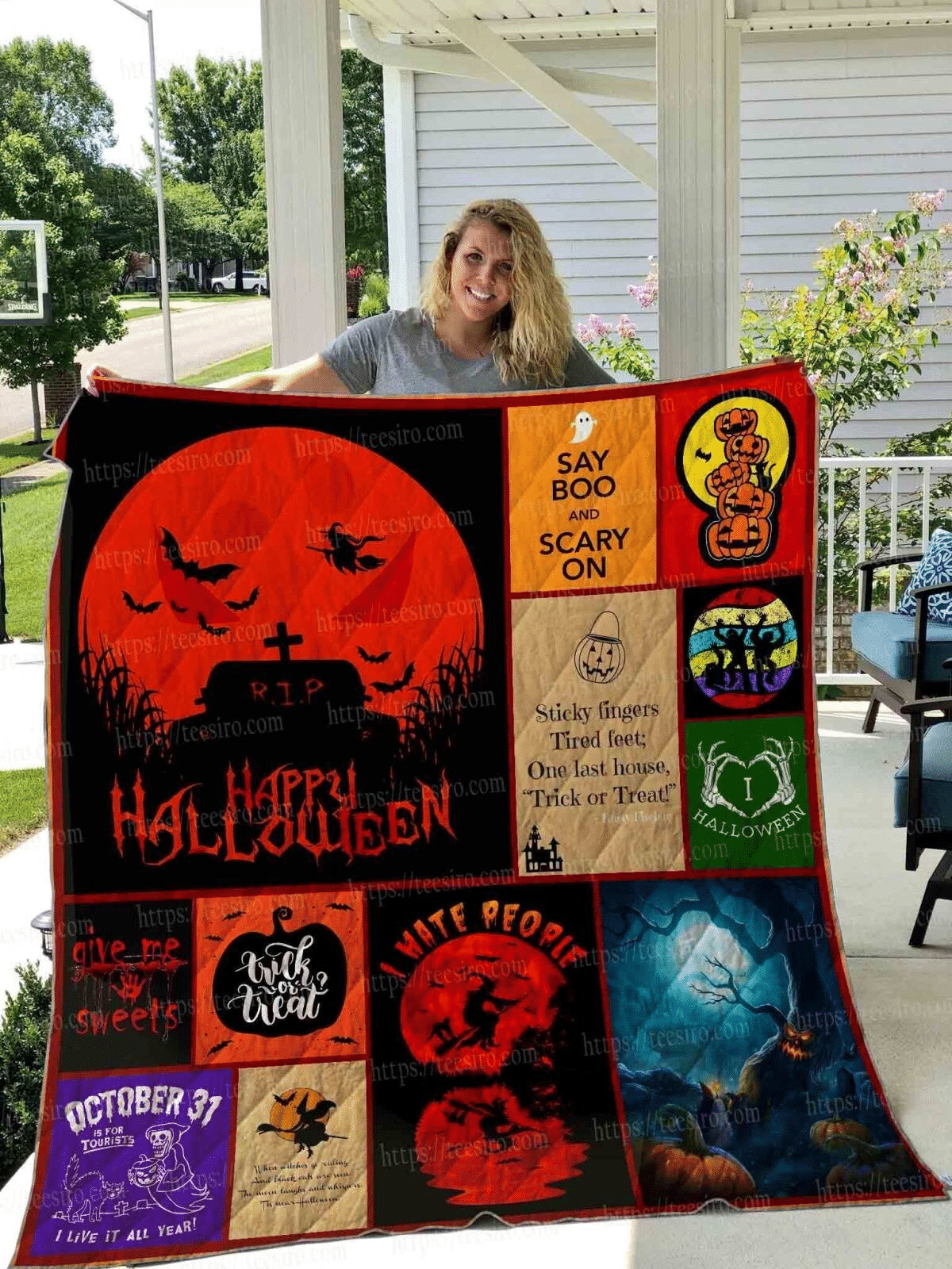 Halloween Quilt Blanket, Happy Halloween Blanket