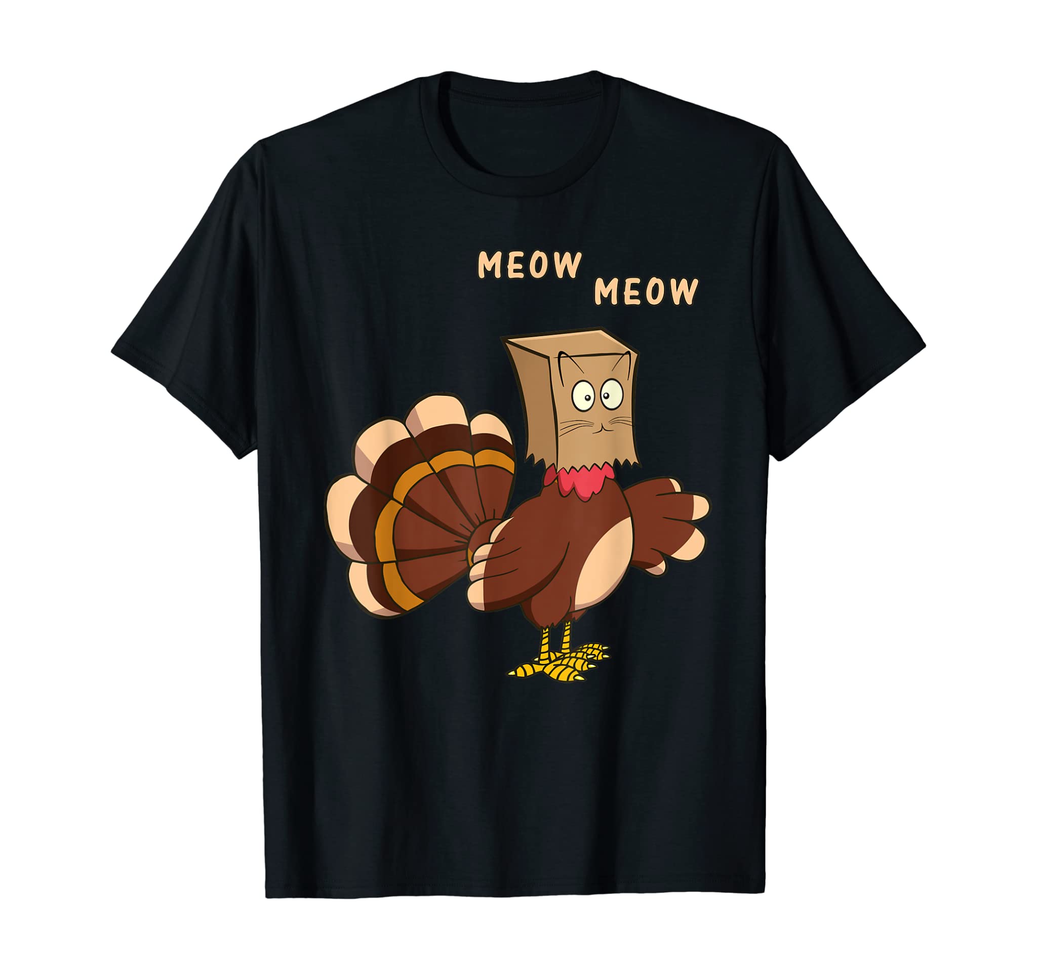 Thanksgiving Cat Funny Fake Cat Meow Thanksgiving Turkey T-Shirt