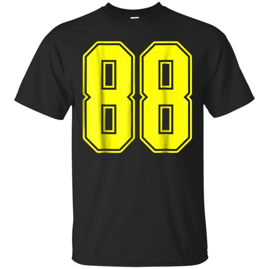 AGR 88 Yellow Outline Number 88 Sports Fan Jersey Style T-Shirt