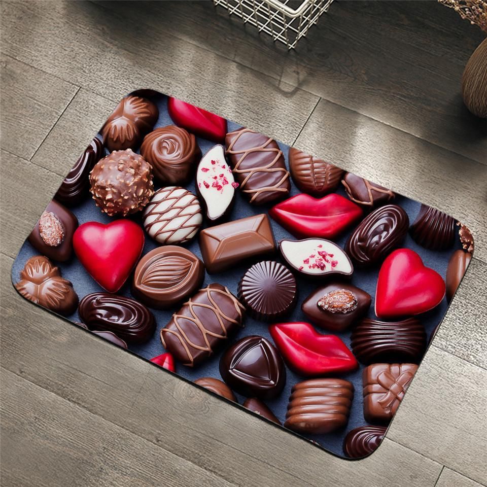 3D Valentine Chocolate Love Sweet Printed Doormat Home Decor