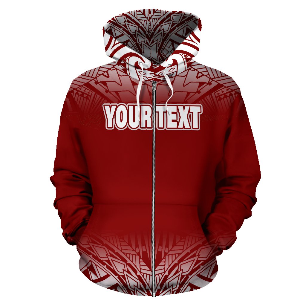 Samoa Custom Personalised All Over Zip-Up Hoodie – Fog Red – BN09