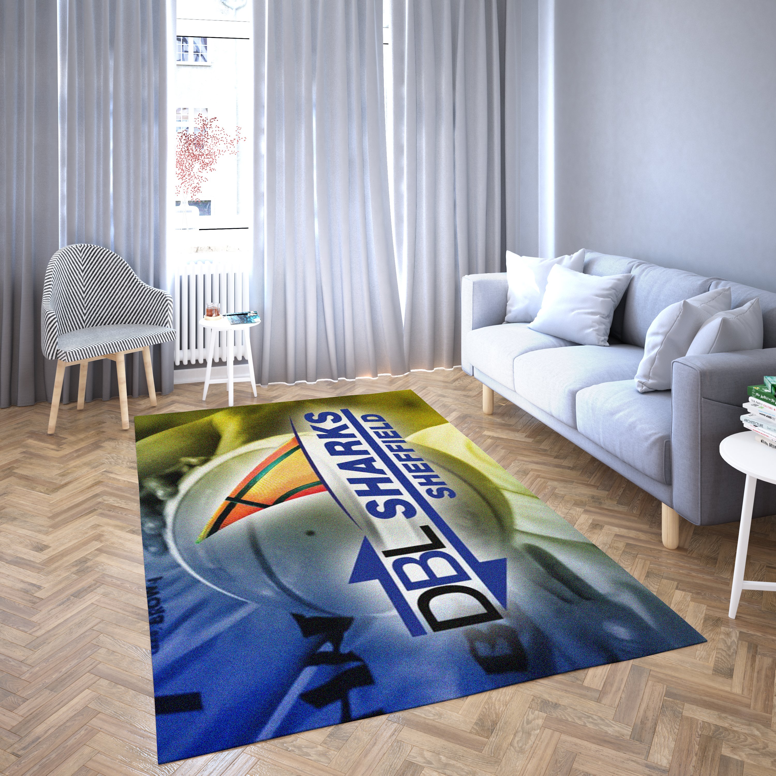 Sharks Sheffield Basketball Club Live Logo Carpet Linving Room-Area Rugs