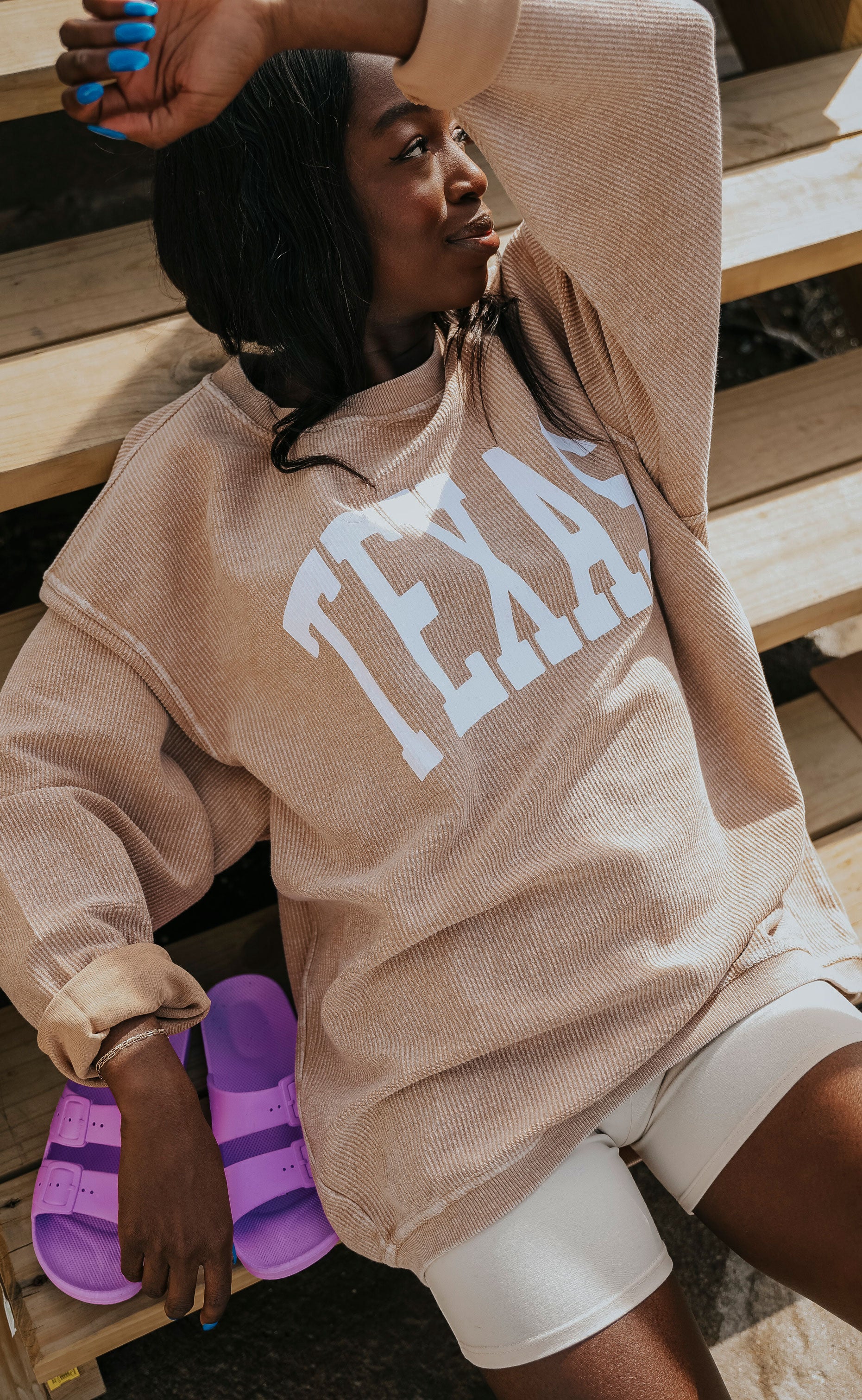 Charlie Southern: Texas Corded Sweatshirt – Latte