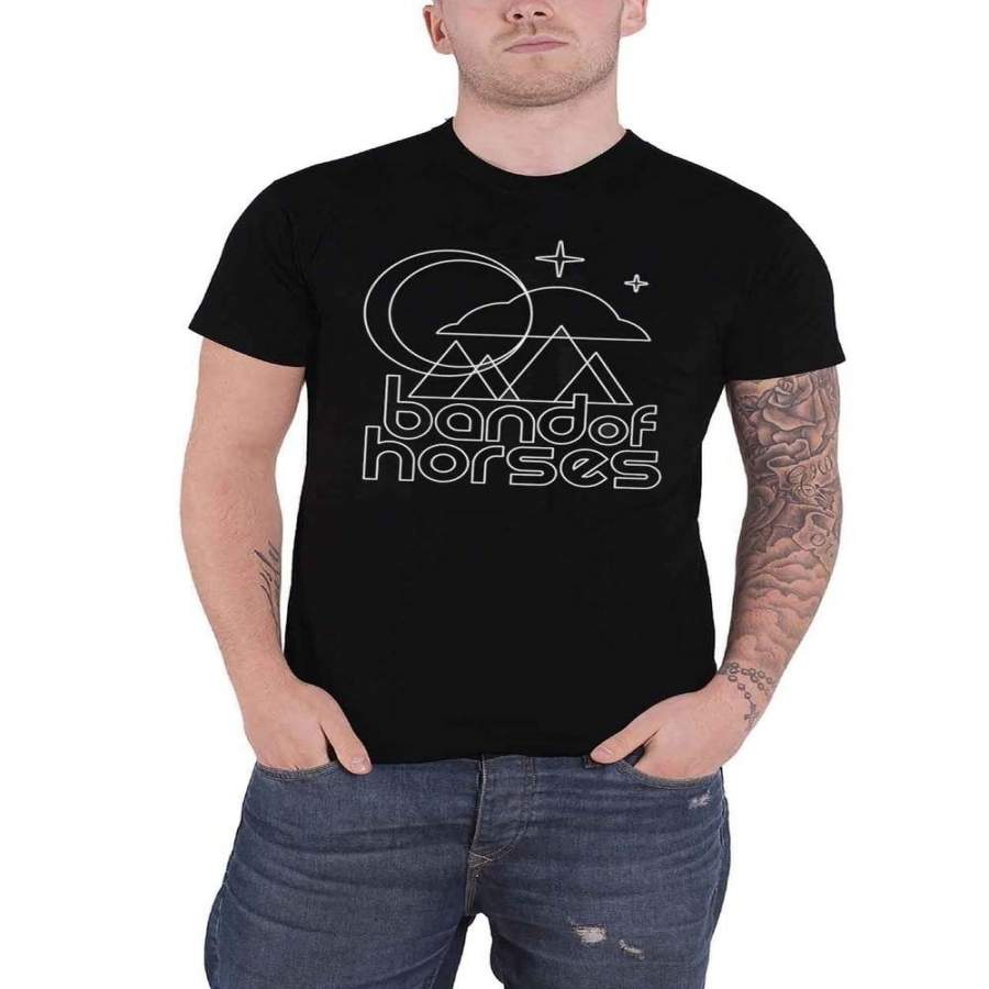 Band Of Horses T Shirt Alpine Line Band Logo Mens Black