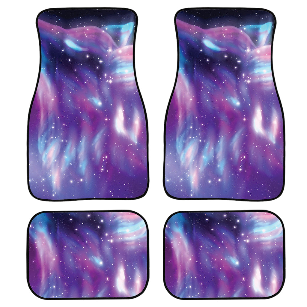 Galaxy Howling Wolf Spirit Print Front And Back Car Floor Mats, Front Car Mat