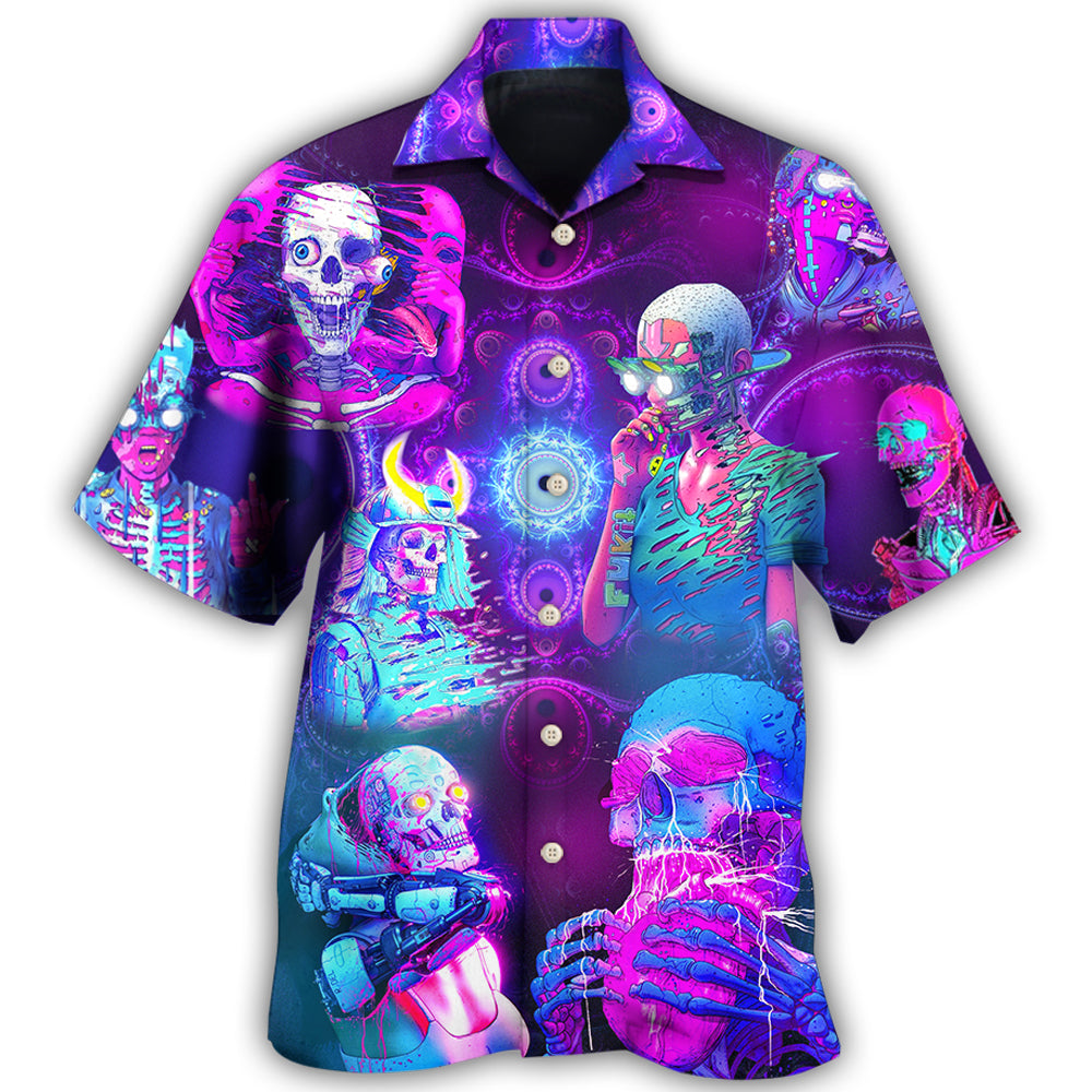 Skull Psychic Face Future Style With Purple Hawaii Shirt Ha42885