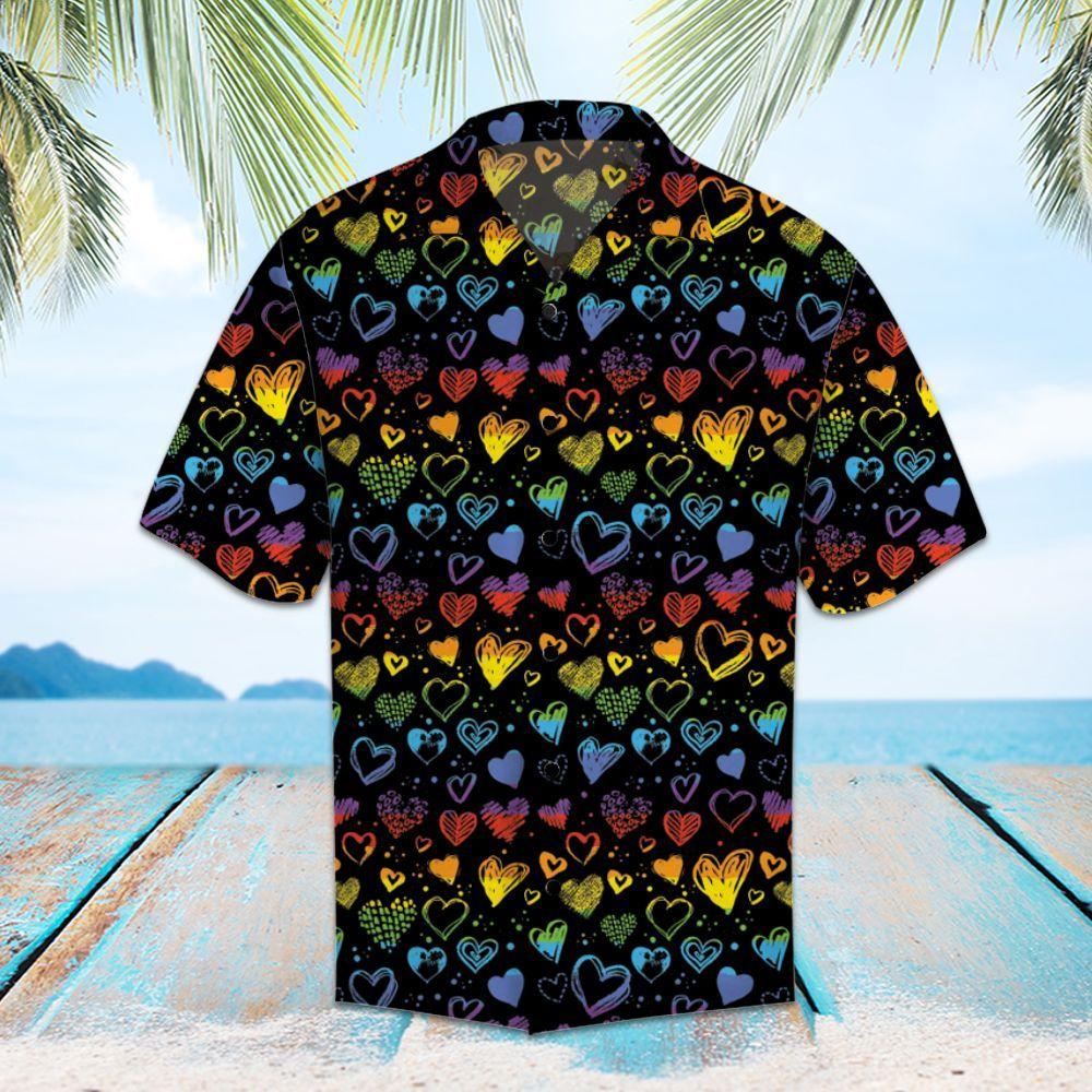 Lgbt Pride Hawaiian Shirt Rainbow Hearts Pattern Ha87518