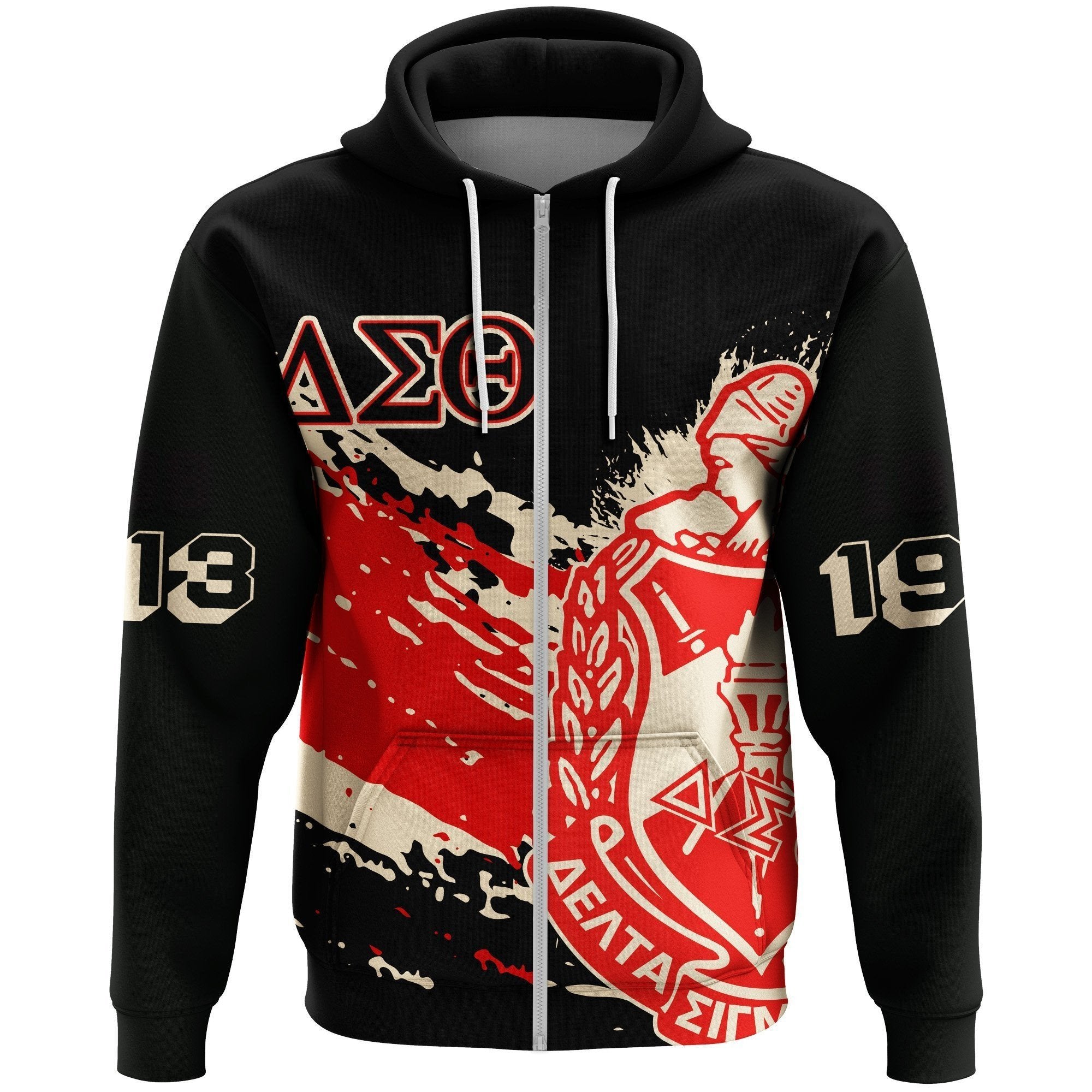 Delta Sigma Theta Zip Hoodie Tip Style Black Queen 