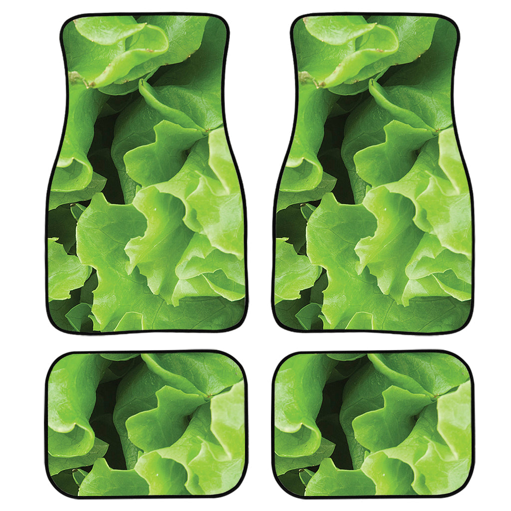 Fresh Lettuce Leaves Print Front And Back Car Floor Mats, Front Car Mat