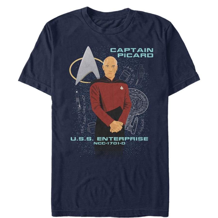 Star Trek Men’s Next Generation Picard Cartoon Pose  T Shirt