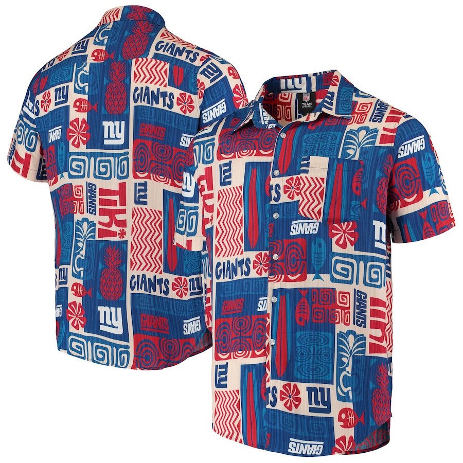 New York Giants Tiki Floral Woven Hawaii Shirt Ha1838