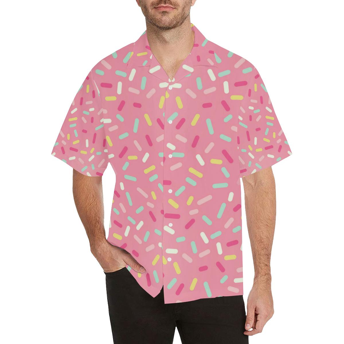 Pink donut glaze candy pattern Men’s All Over Print Hawaiian Shirt