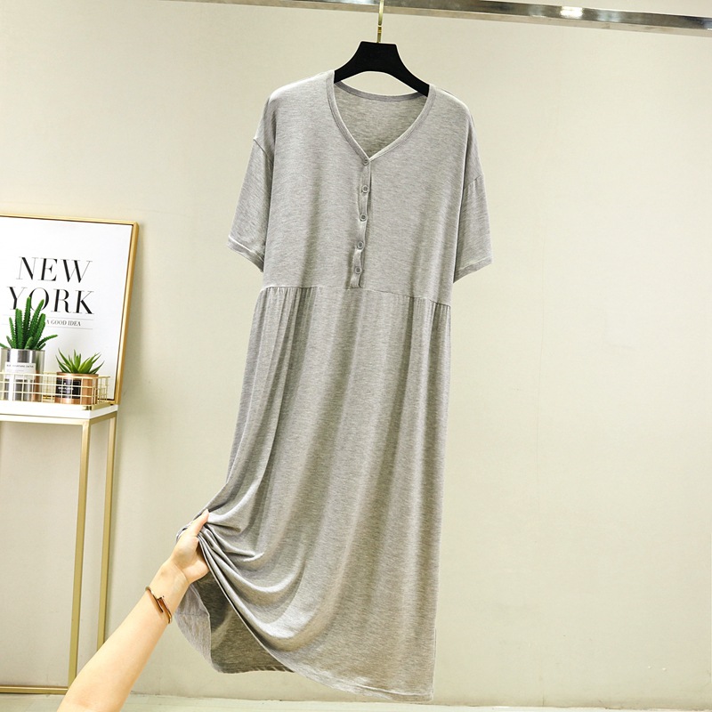 2021 Loose Plus Size Half Sleeve Modal Nightdress Female Summer Thin Maternity Long Dress Black Sleeping Dress Women Sleep Tops alx