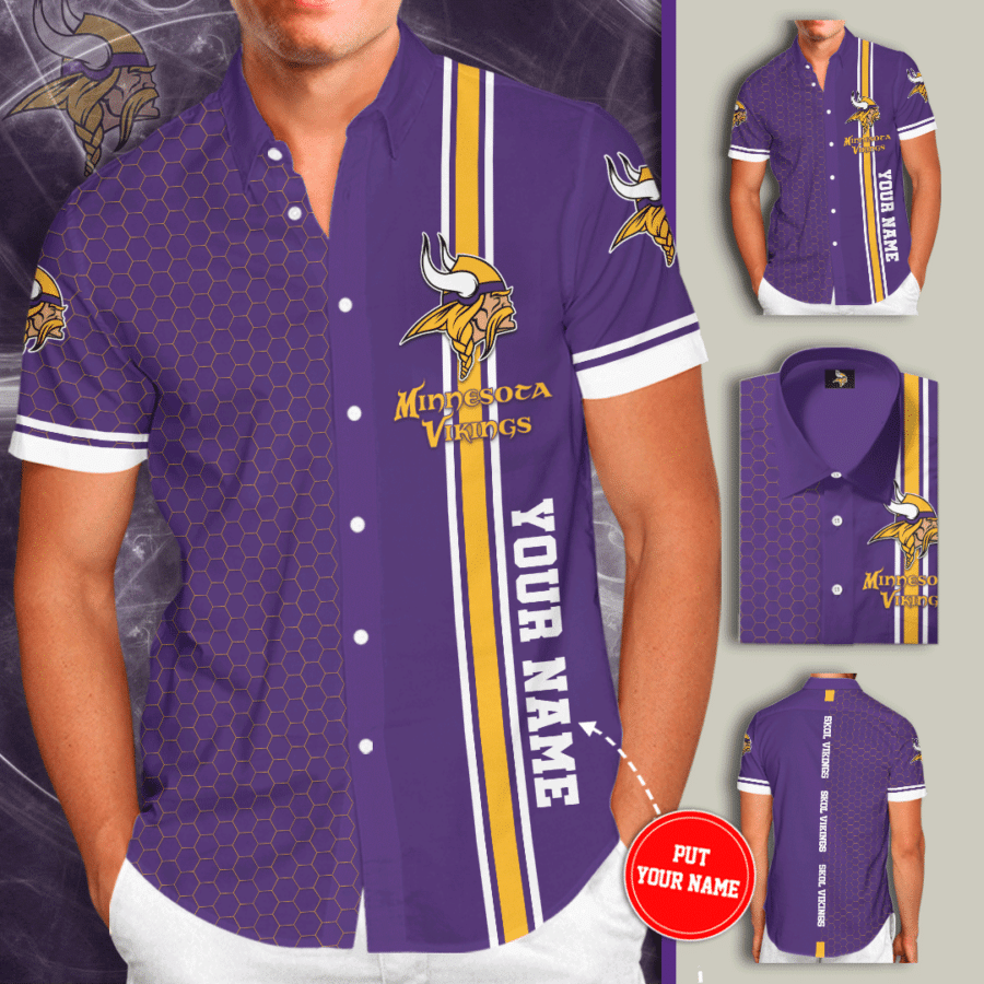 Personalized Minnesota Vikings Team All Over Print 3D Hawaiian Shirt-Purple-Tph