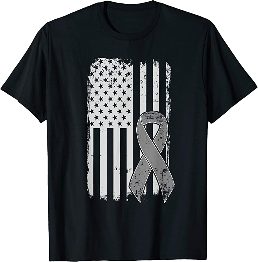 Brain Cancer Awareness – Vintage American Flag Support T-Shirt