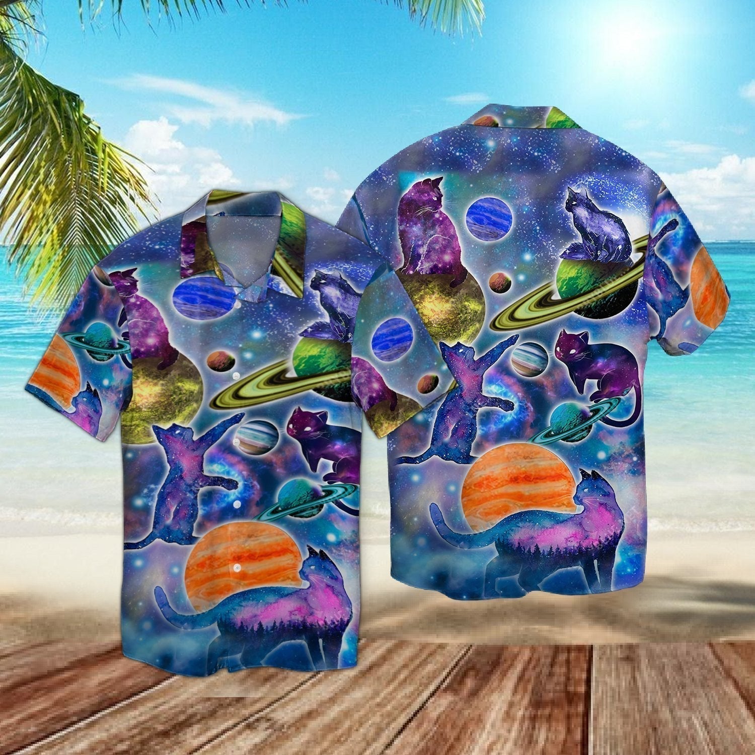 Galaxy Cat Hawaii Shirt For Men And Women Ha73694