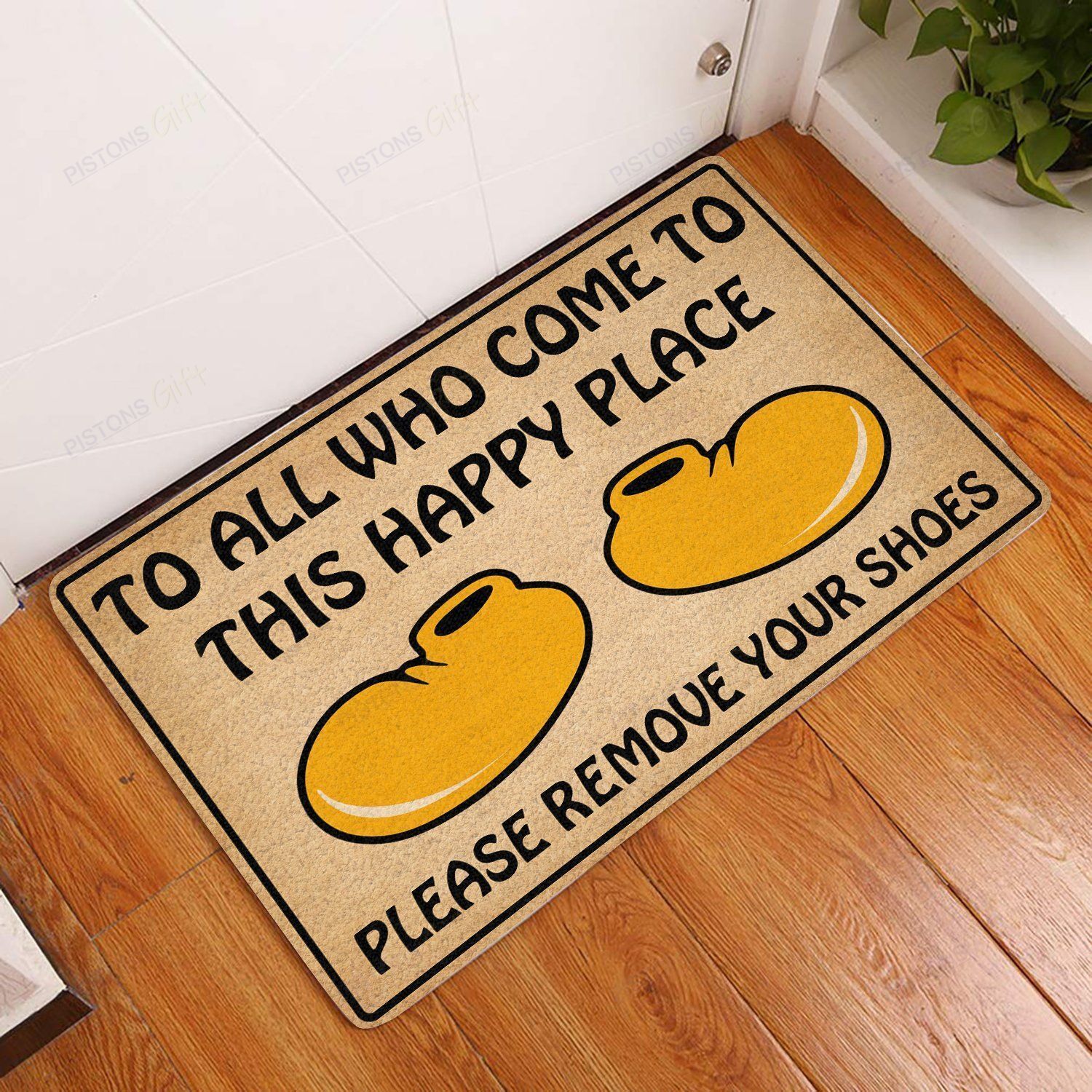 To All Who Come To This Happy Place, Please Remove Your Shoes Doormat | Welcome Mat | House Warming Gift