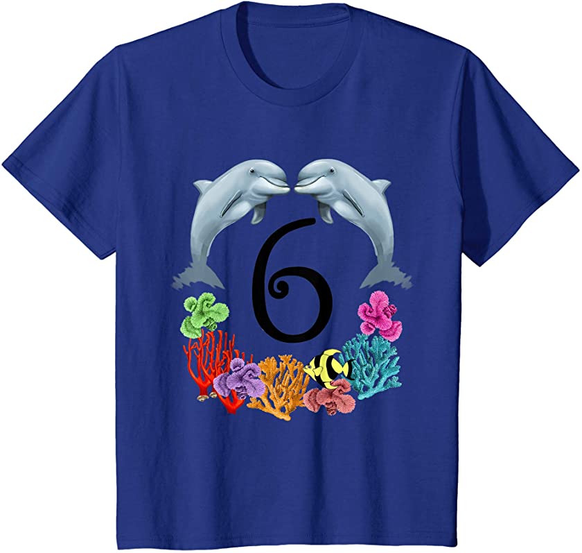 Kids 6 Year Old Dolphin Birthday Party 6th Birthday T-Shirt