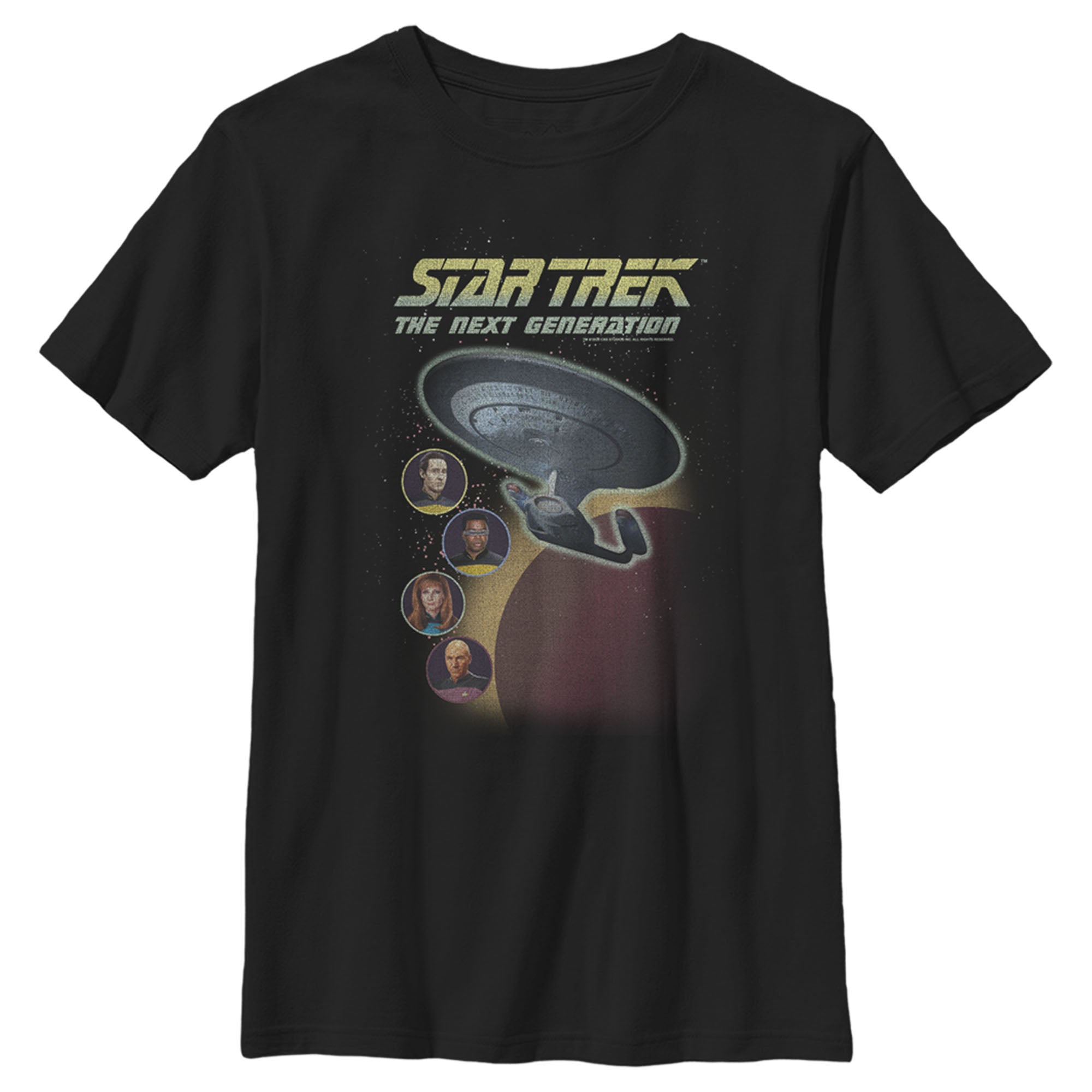 Boy’S Star Trek: The Next Generation Enterprise With Captain And Crew Portraits T-Shirt