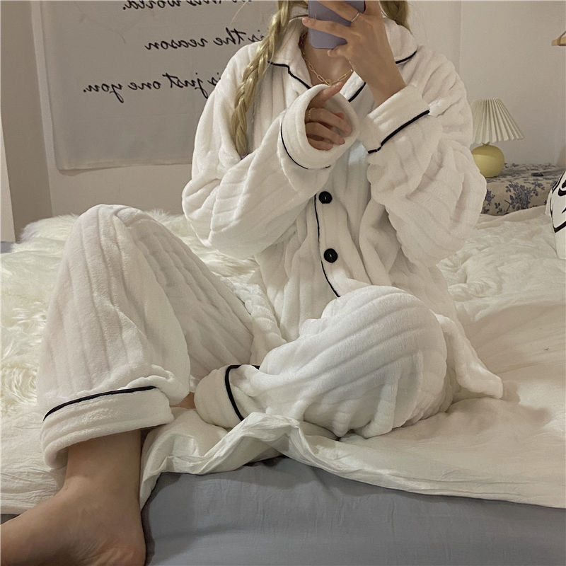 winter thick velvet warm set woman 2 pieces Women’s pajamas long sleeve pajama for women Sleepwear womens outfits pyjamas sets alx