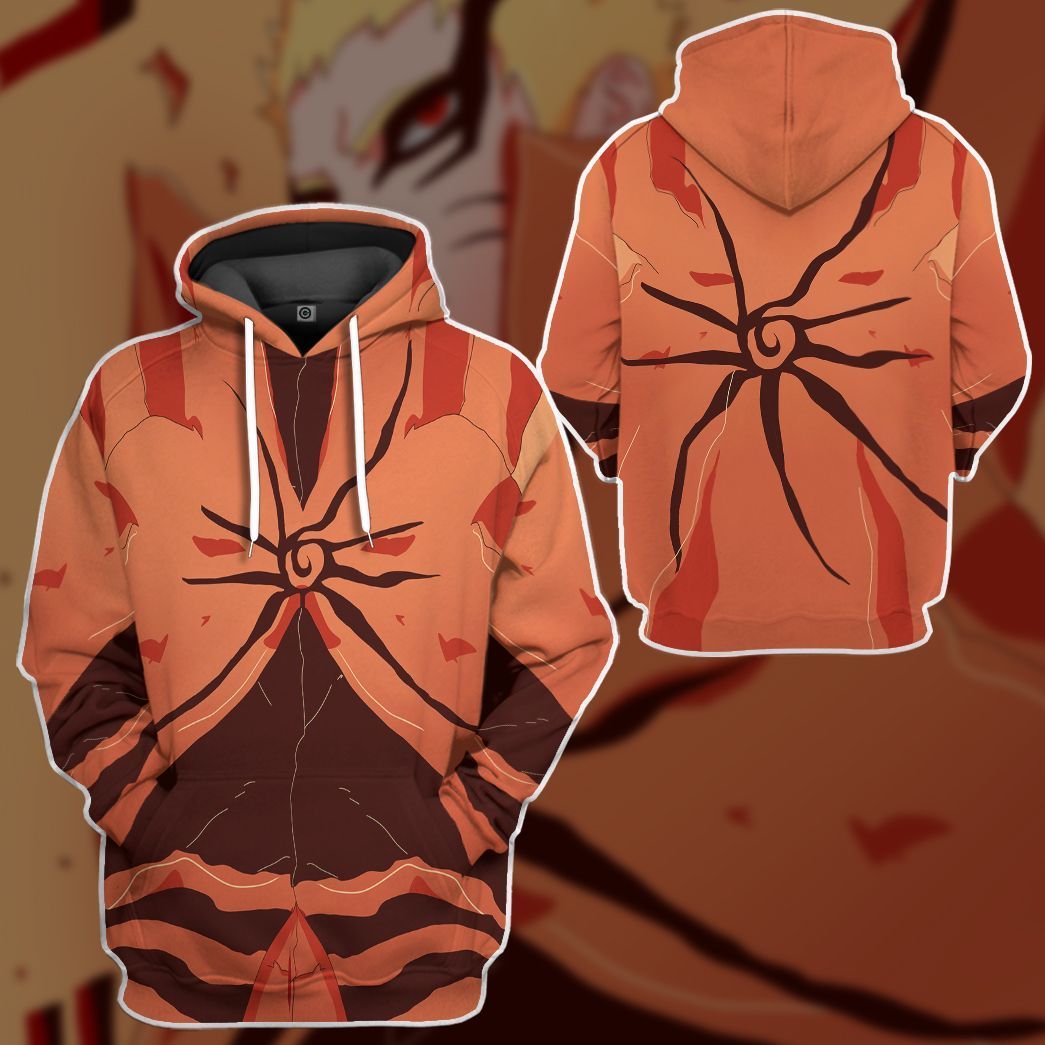 Naruto T-Shirt Naruto Baryon Mode Costume Orange Hoodie Naruto Hoodie Anime Shirt Hoodie For Naruto Fan Animood Collections