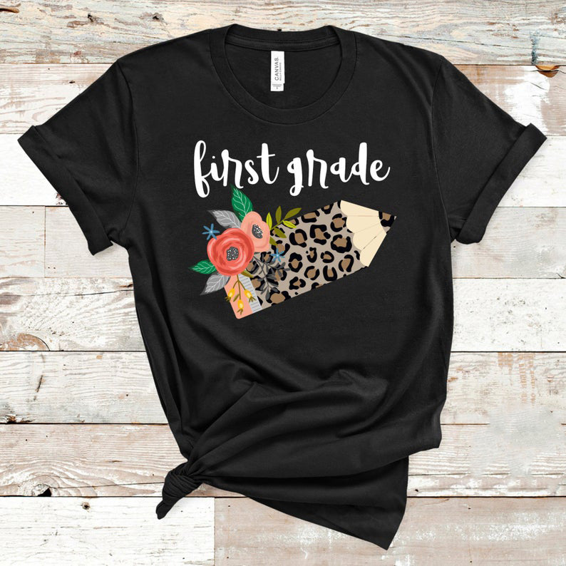 1St Grade Teacher Shirt | Leopard Pencil Shirt | Teaching Shirt | Cute Teaching Shirt | Teaching Tee | Teacher Tee