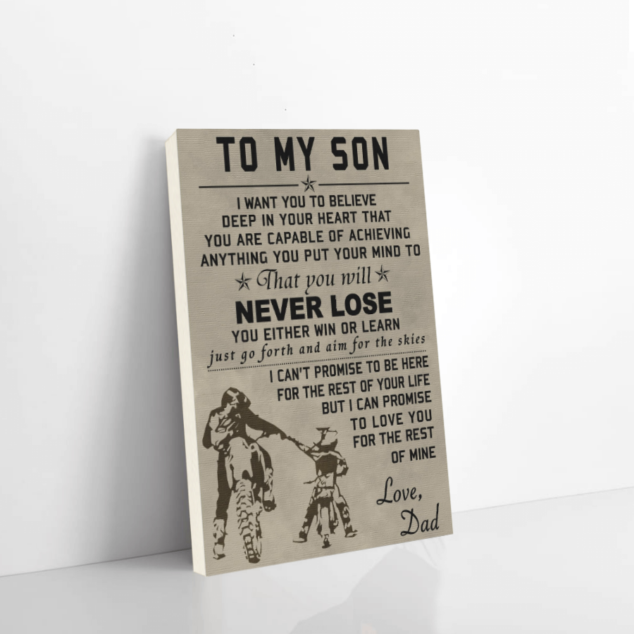 Biker canvas To my son That you will never lose