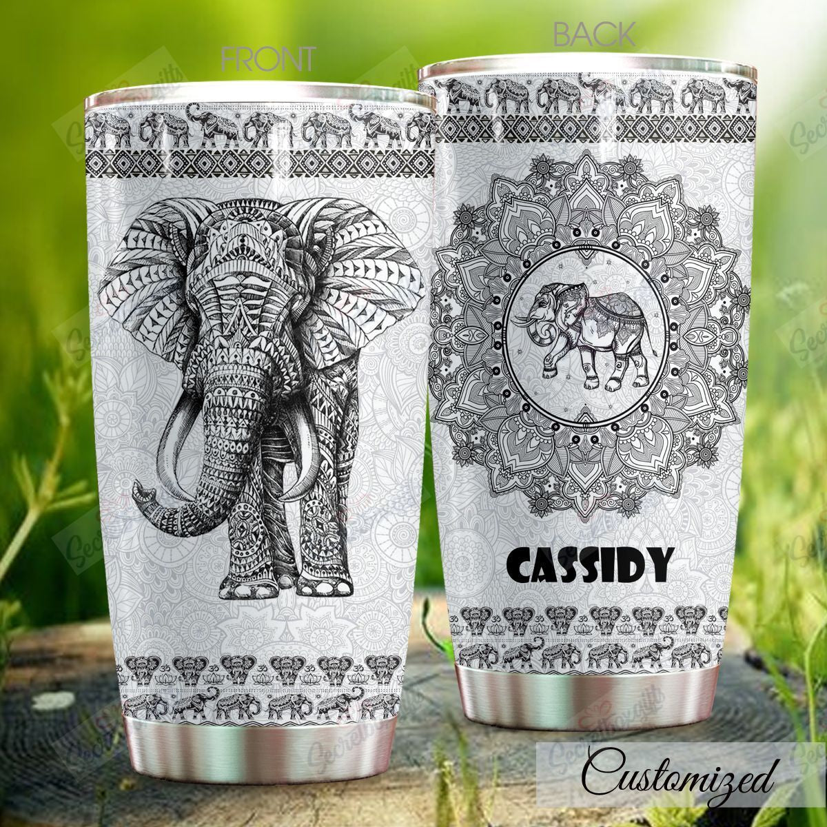 Personalized Elephant Am2310045Cl Stainless Steel Tumbler Customize Name, Text, Number