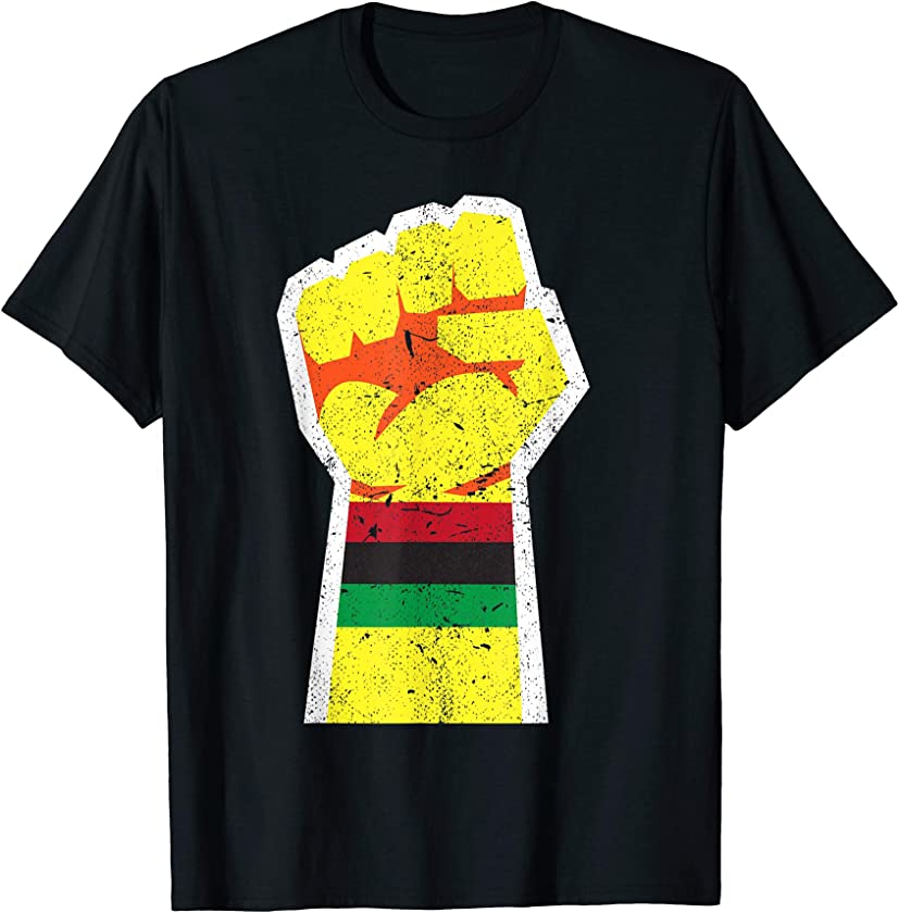 Africa African Flag Fist Black Pride Melanin Gift 2020 T-Shirt