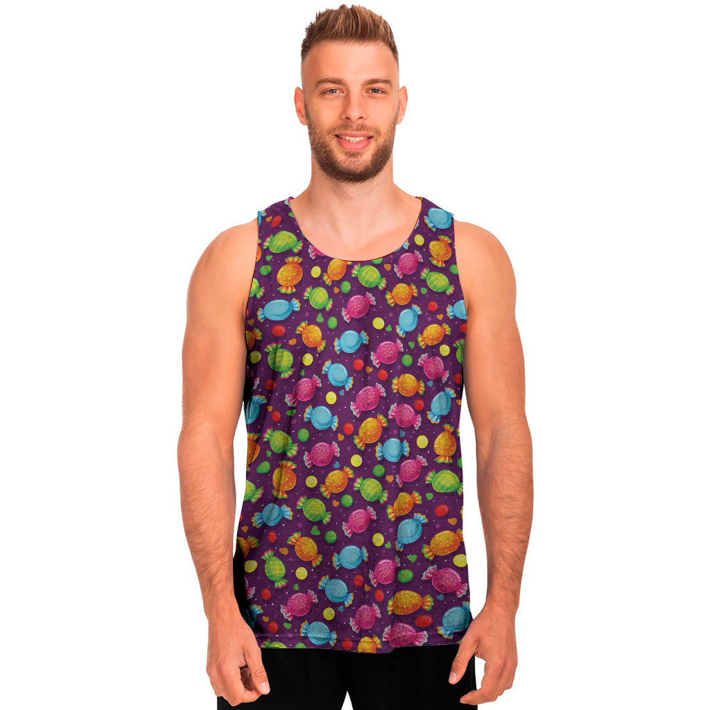 Sweet Candy Pattern Print Men’S Tank Top