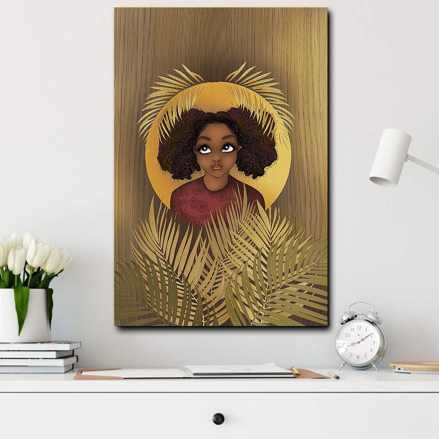 African American Motivational Canvass Melanin Vintage Girl Home Decor