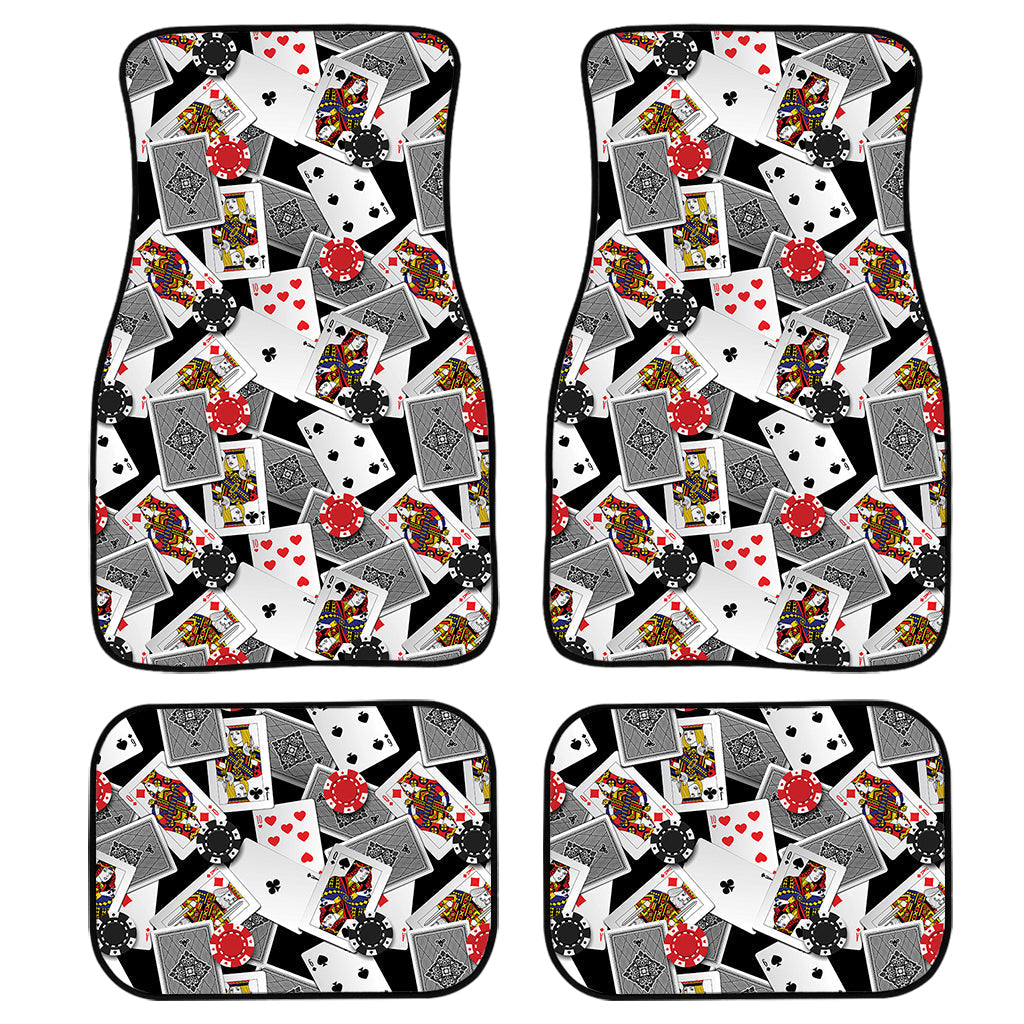 Casino Card And Chip Pattern Print Front And Back Car Floor Mats, Front Car Mat