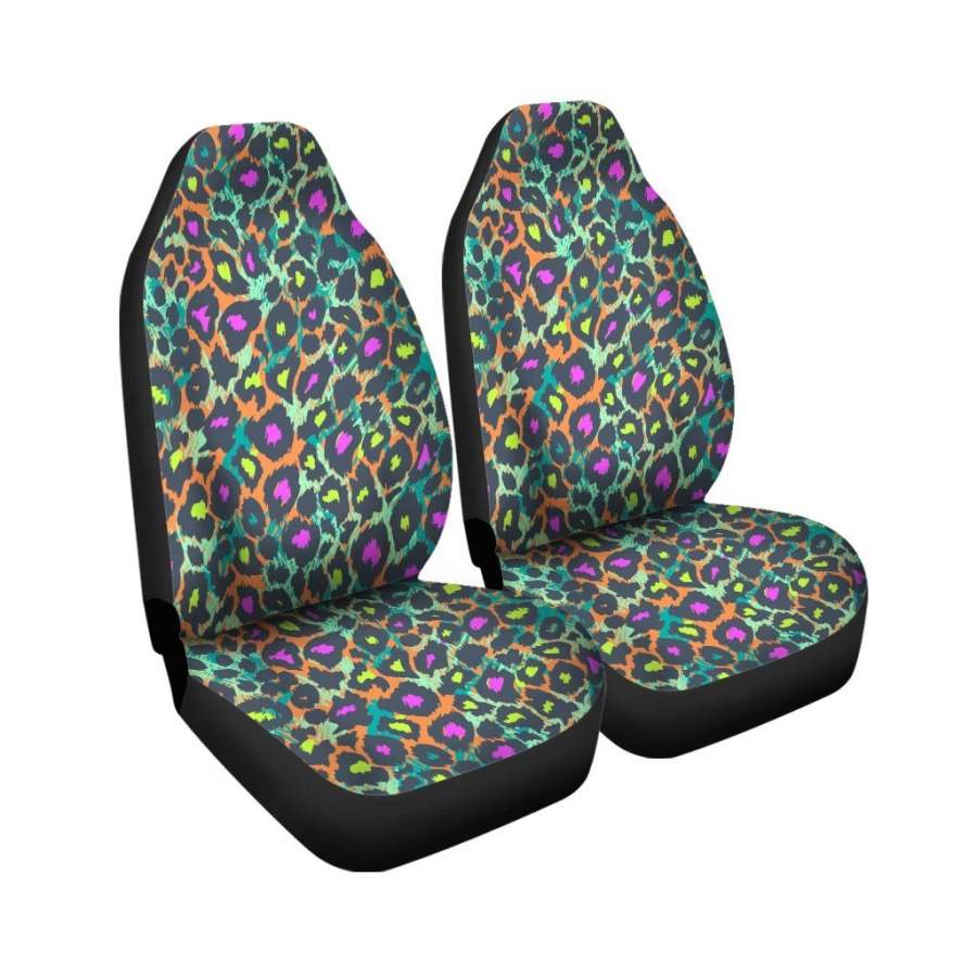 Colorful Neon Leopard Car Seat Covers