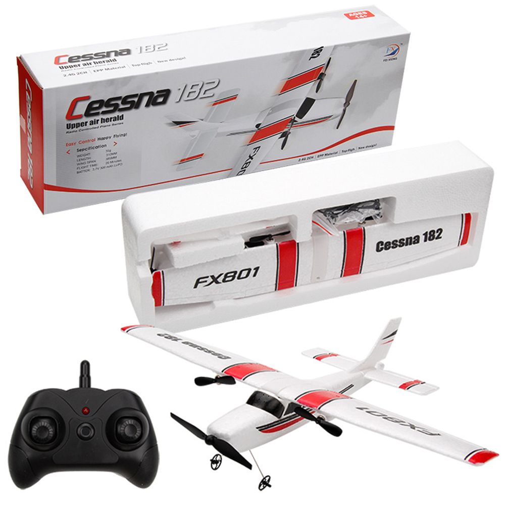 FX801 FX801 3CH Fixed Wing 2.4G Controller Fall Resistant Remote Control Airplane RC Glider Cessna 182 Model Plane Toy alx