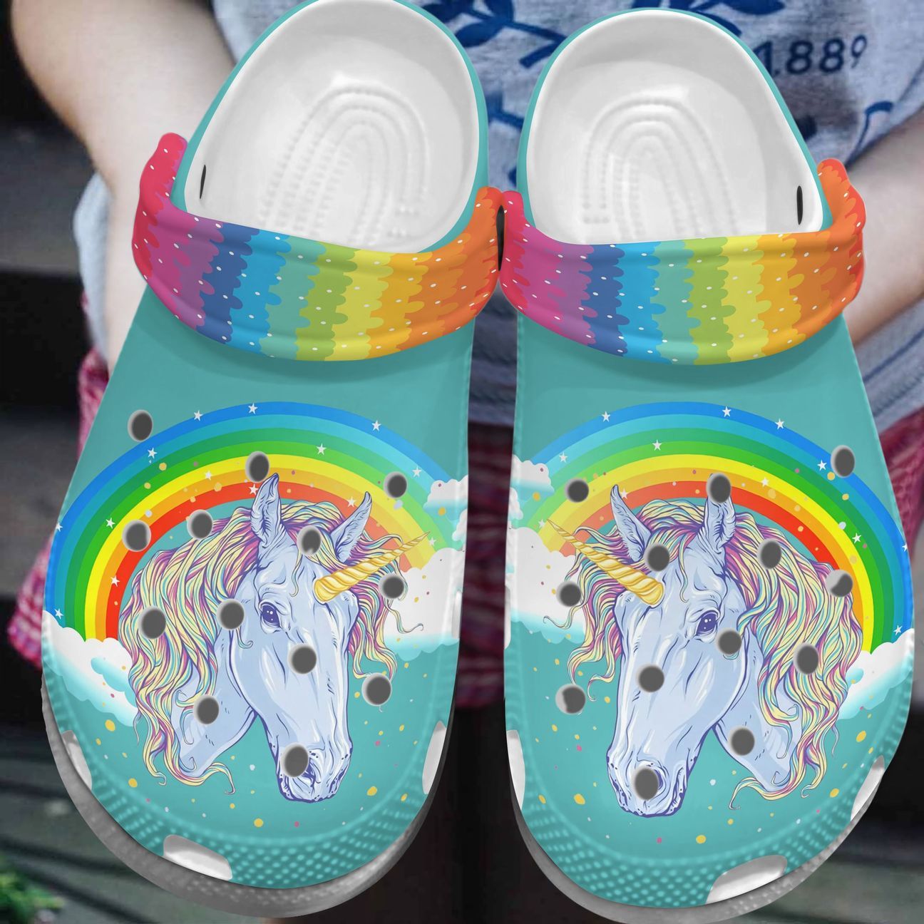 Unicorn Personalized Clog, Custom Name, Text, Color, Number Fashion Style For Women, Men, Kid, Print 3D Rainbow