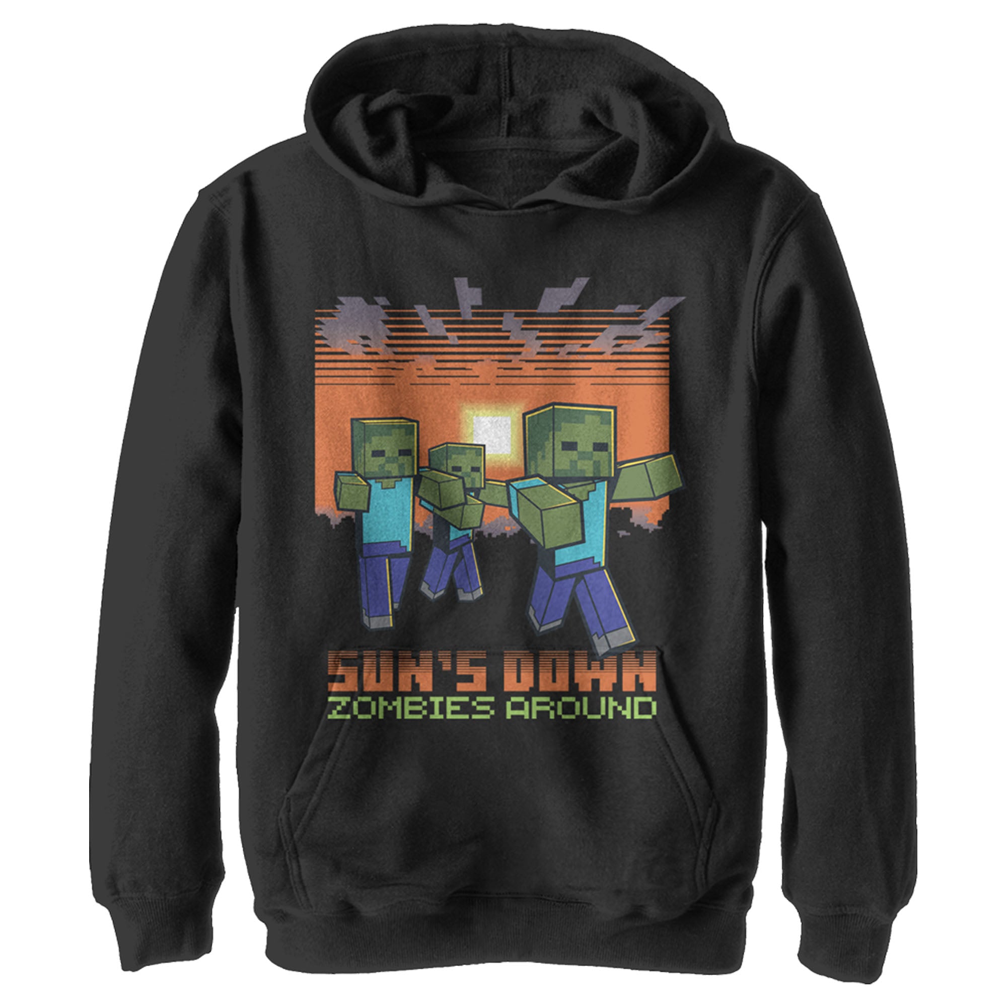 Minecraft Boy’S Sun’S Down Zombies Around  Pull Over Hoodie