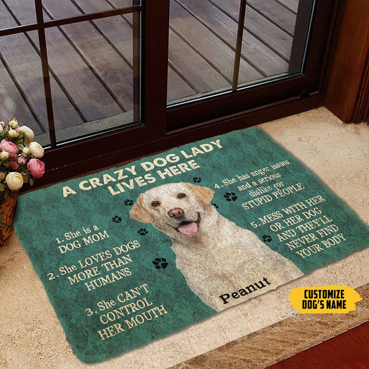 Waybackapparel A Crazy Dog Lady Lives Here Brown Dachshund Custom Name 3D Doormat