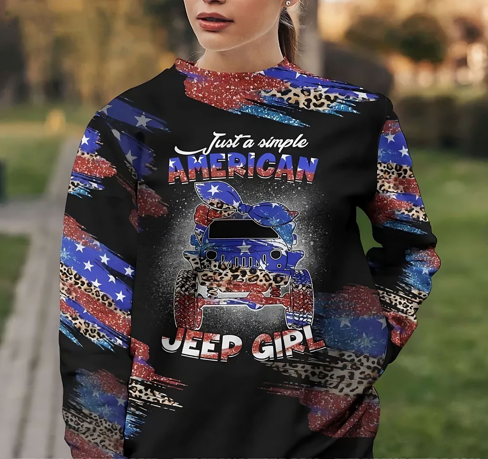 Just A Simple American Jeep Girl All Over Print Sweatshirt