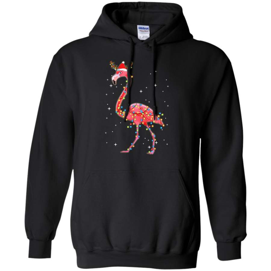 Christmas Lights Flamingo Wearing Santa Hat Hoodie