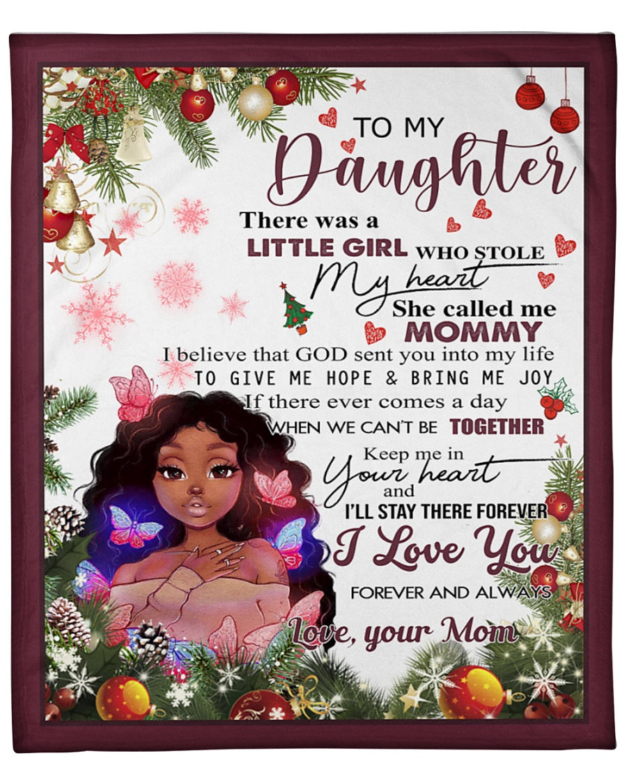 To My Daughter From Mom, I Love You Forever And Always, Merry Christmas Fleece Blanket Gift Idea For Christmas Home Decor Bedding Couch Sofa Soft And Comfy Cozy