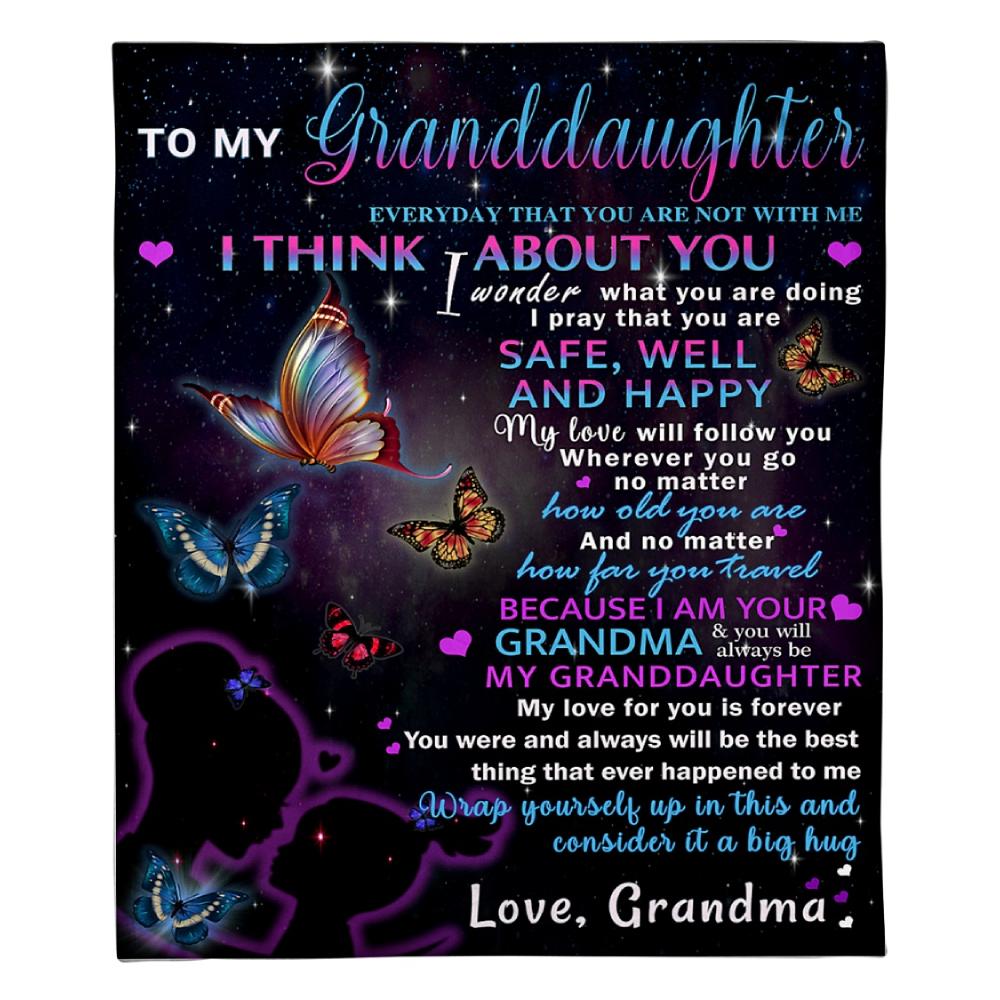 To My Granddaughter I’M Your Grandma Fleece Blanket Family Gift Home Decor Bedding Couch Sofa Soft And Comfy Cozy