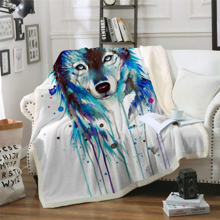 Ice Wolf Sherpa Blanket