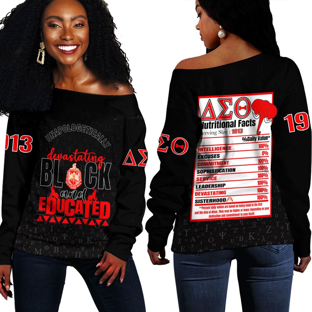 Wonder Print Shop Clothing – Delta Sigma Theta Off Shoulder Sweaters