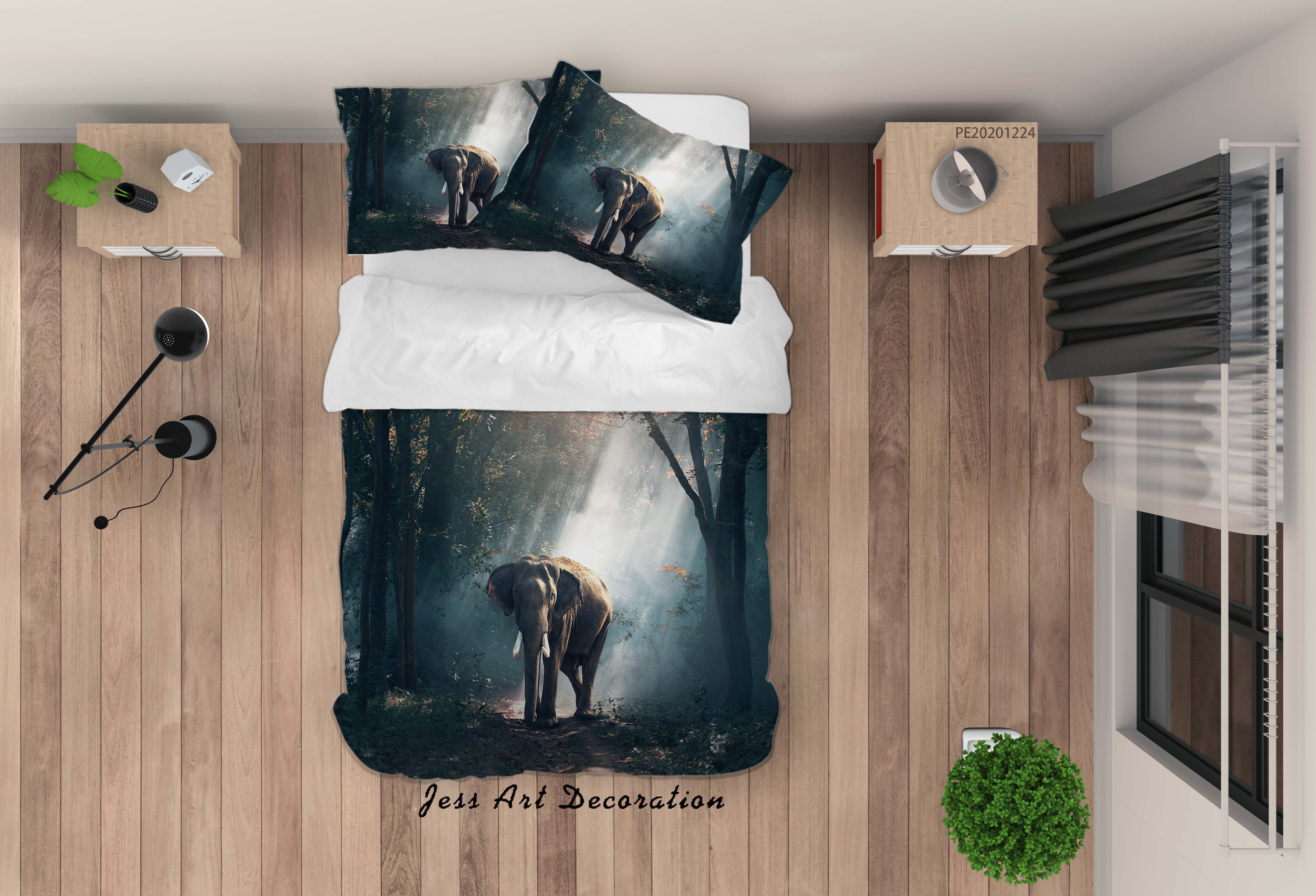 3D Elephant Fog Forest Quilt Cover Set Bedding Set Duvet Cover Pillowcases 142 Lqh